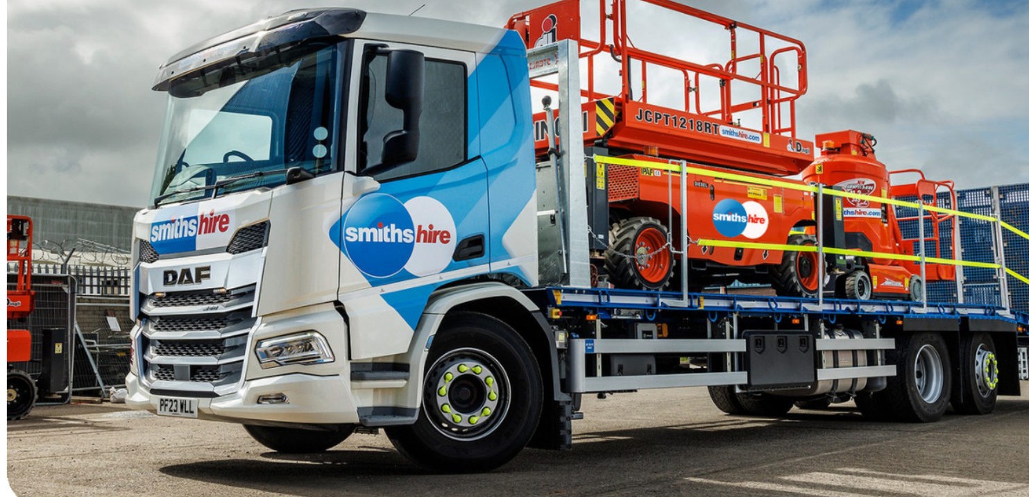 Smiths Hire liveried truck loaded with access platforms